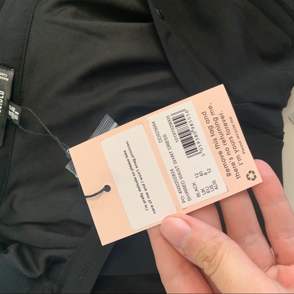 MISSGUIDED BLACK SHIRRED WAIST SHIRT DRESS NWT 8 - Picture 5 of 10